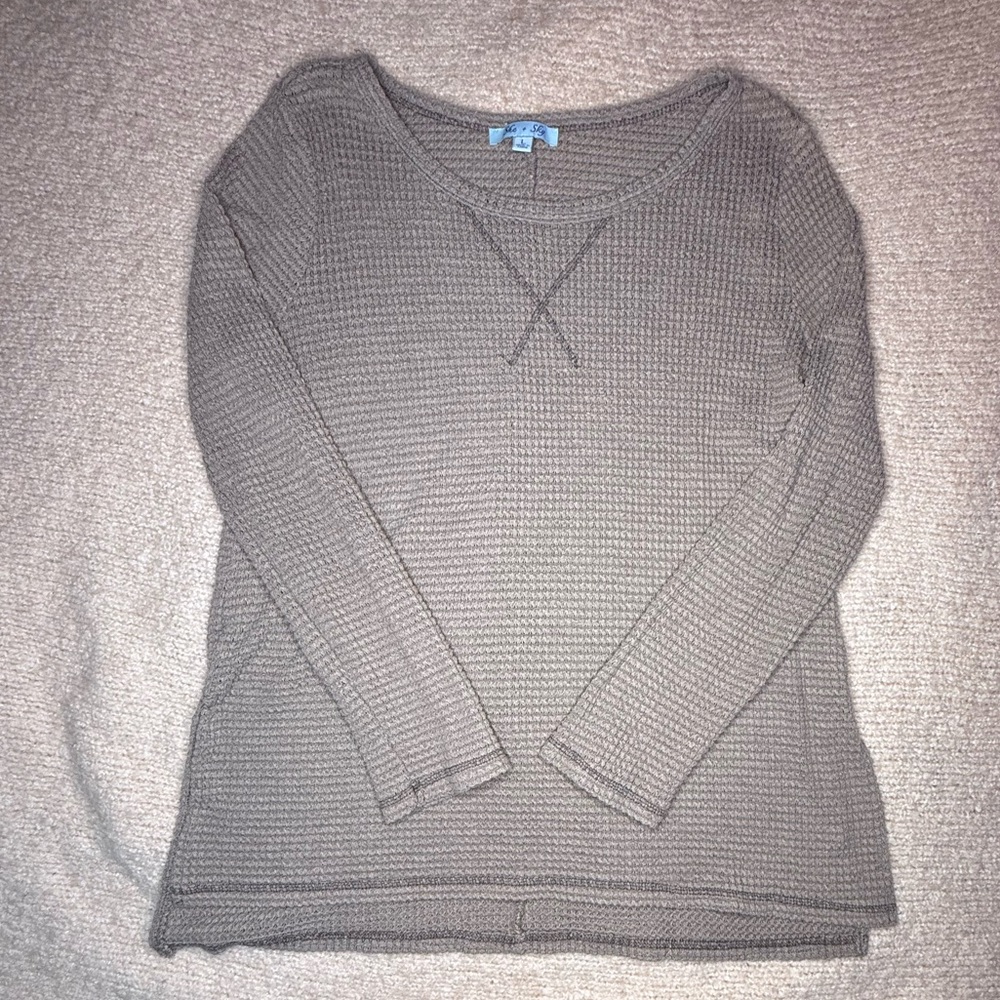 She + Sky Women's Taupe Beige Thermal Top sz large